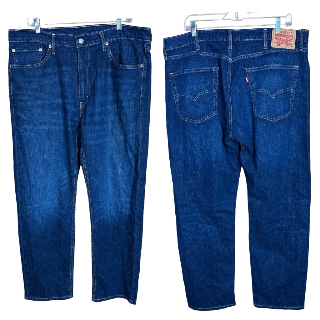 Levi’s 505 Regular Fit Straight Leg Dark Wash Men’s Jeans Size 38x30 Like New